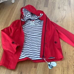 Joules Bright Red Hooded Trench Coat